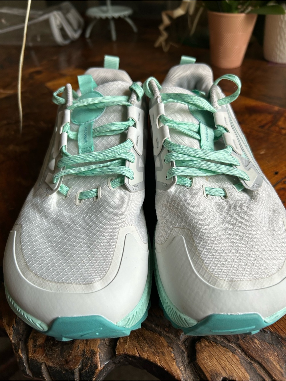 Altra size 9.5W White, Light Gray and Mint Women's Trail Running Shoes